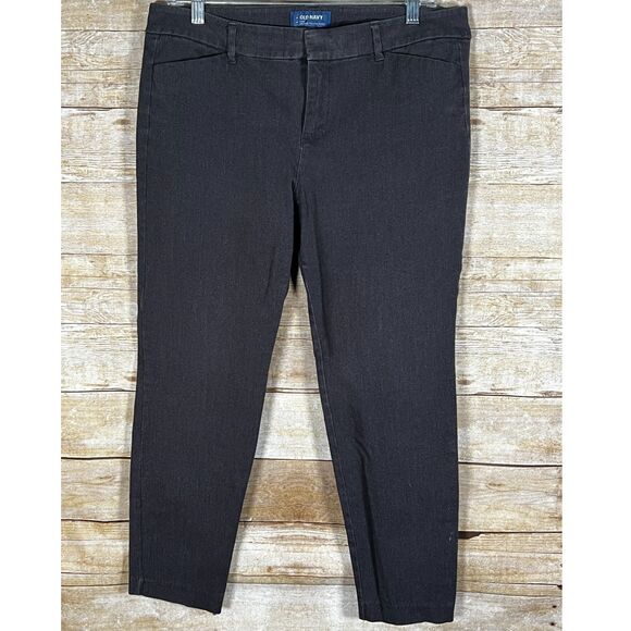 OLD NAVY PIXIE SKINNY ANKLE HEATHER DARK MIDNIGHT CASUAL CAREER OFFICE PANTS 12R - Picture 1 of 2